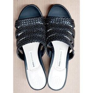 Dana Buchman Women Size 9M Brown Black Billy Strappy Wedge Heel Open Toe SANDALS